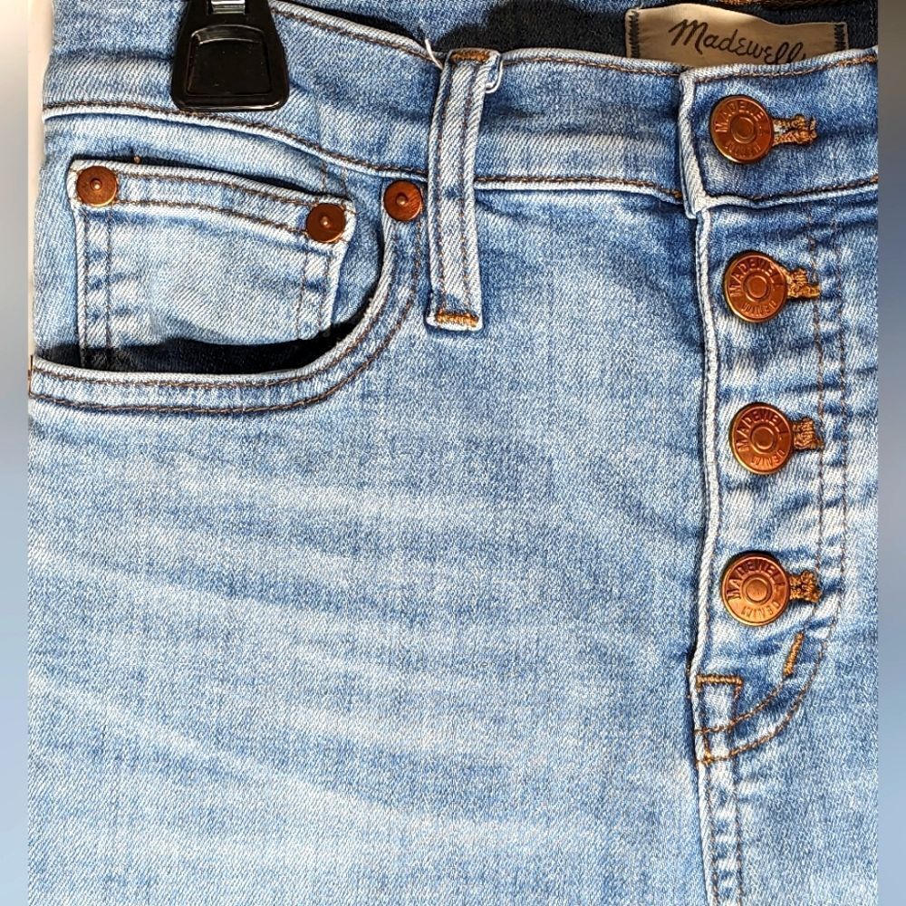 Madewell Cali Denim-Boot 4 Button Fly Jeans With Distressing Size 24 - Picture 8 of 14